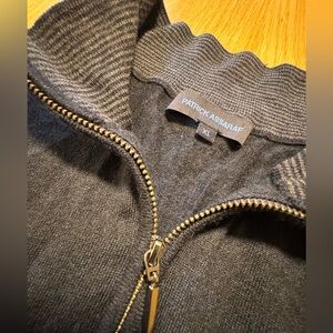 Patrick Assaraf Gray Zip-Up Sweater